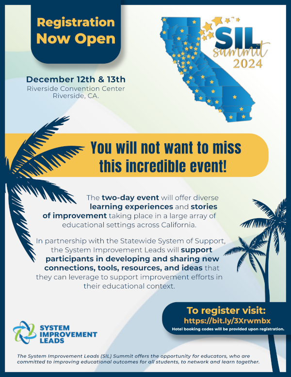 the SIL Summit registration and map of CA with stars floating around it