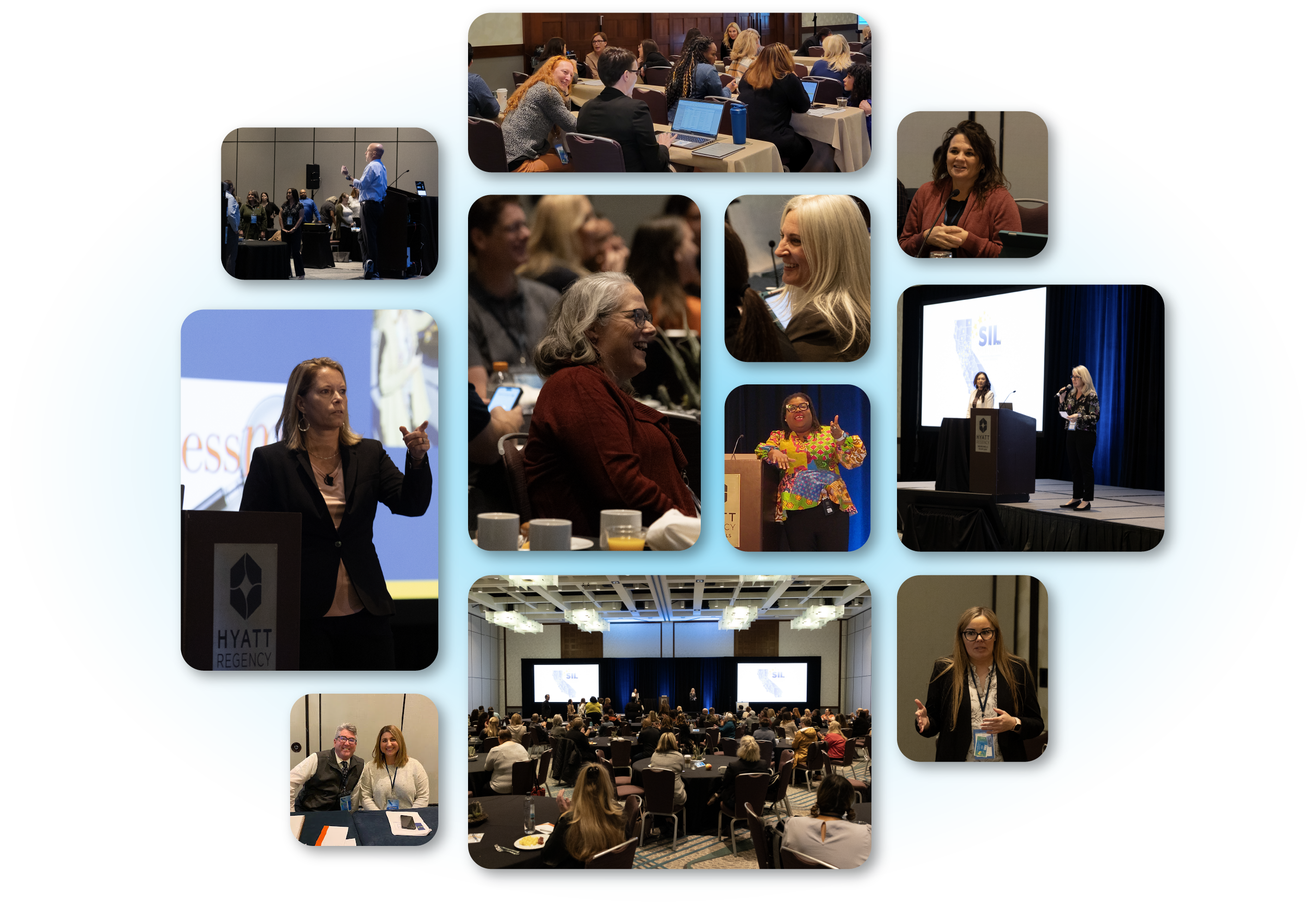 a collage of attendees at the SIL Summit 2023 enjoying themselves